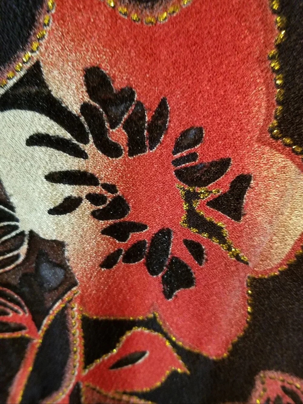 Metallic Burnt Orange & Black Patterned Scarf Rich Colors That Scream FALL